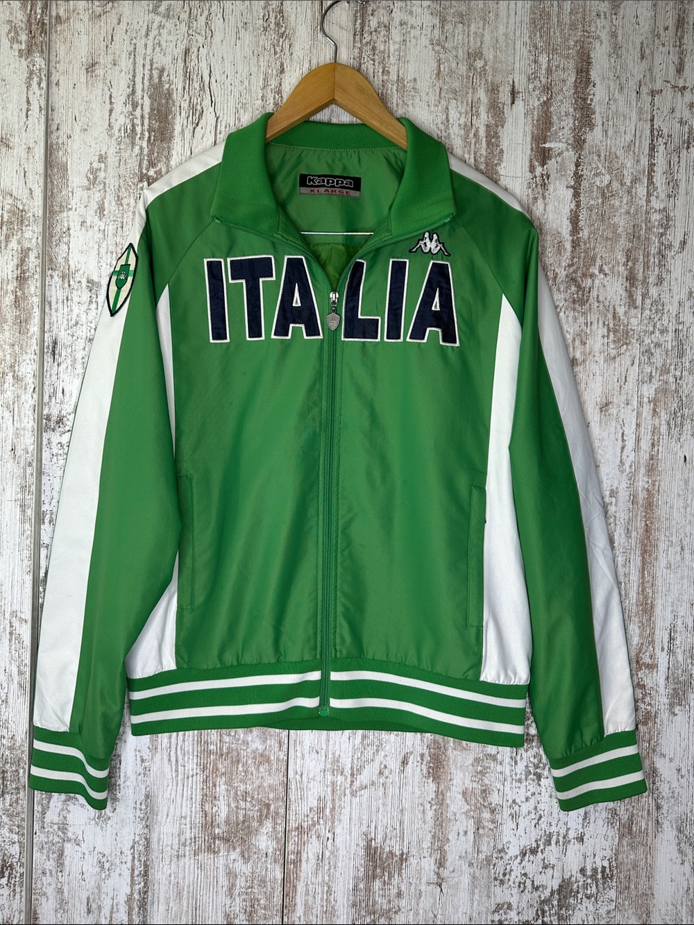 Kappa Green and White Italia Varsity Jacket Sz XL
